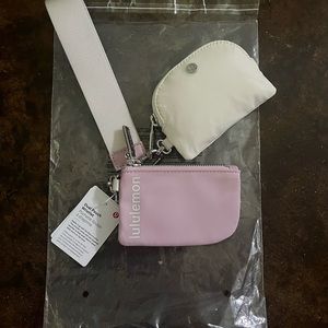 Lululemon Dual Pouch Wristlet NWT white opal/pink peony